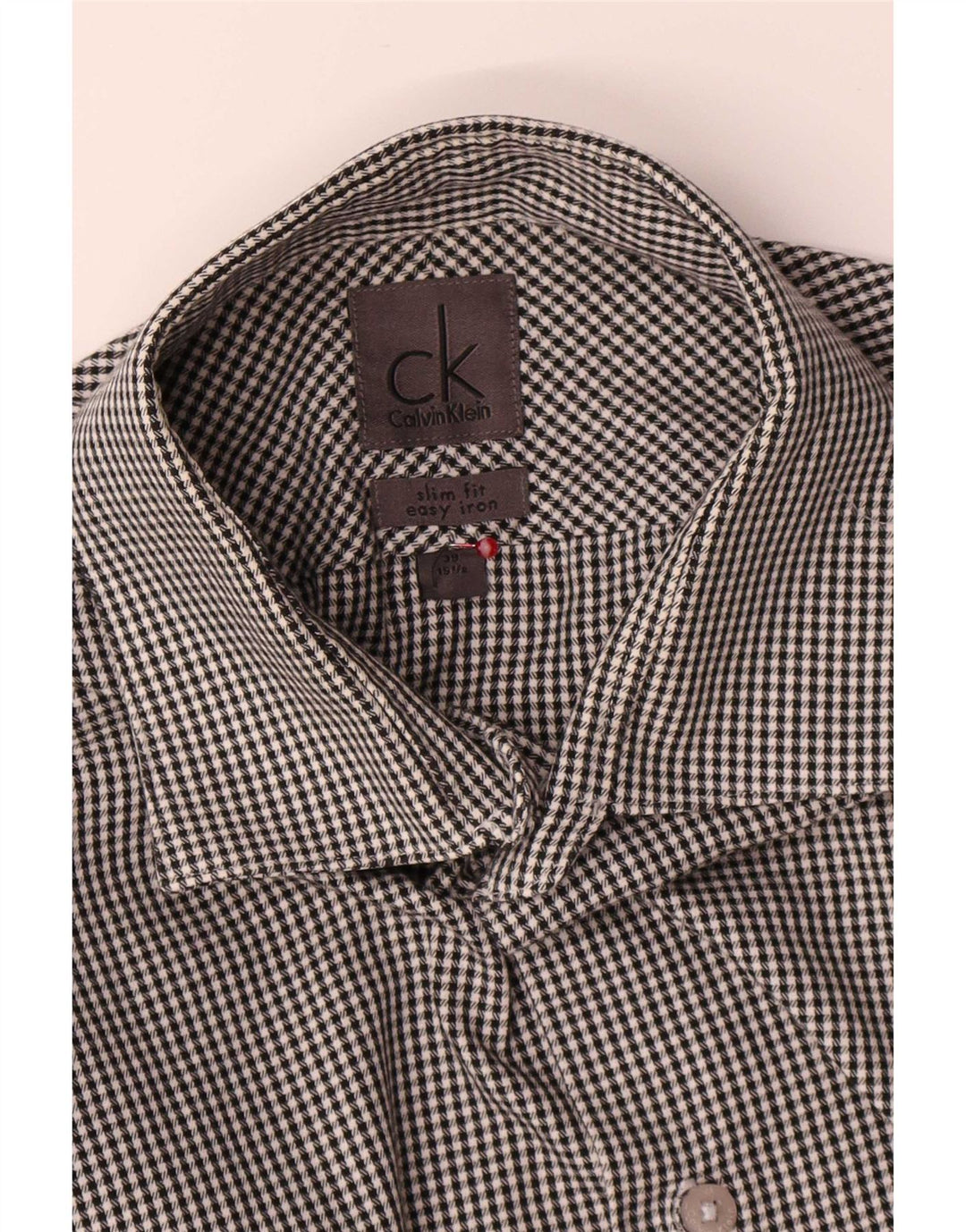 Cămașă pentru bărbați Calvin Klein Slim Fit Mărimea 39 15 1/2 Medium Gri Houndstooth