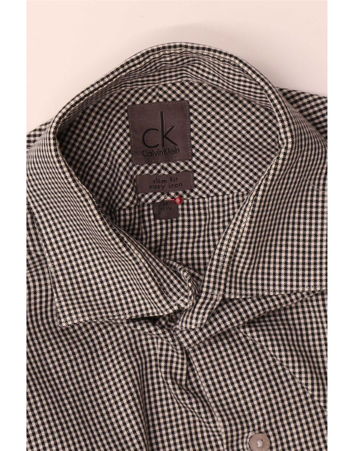 Cămașă pentru bărbați Calvin Klein Slim Fit Mărimea 39 15 1/2 Medium Gri Houndstooth