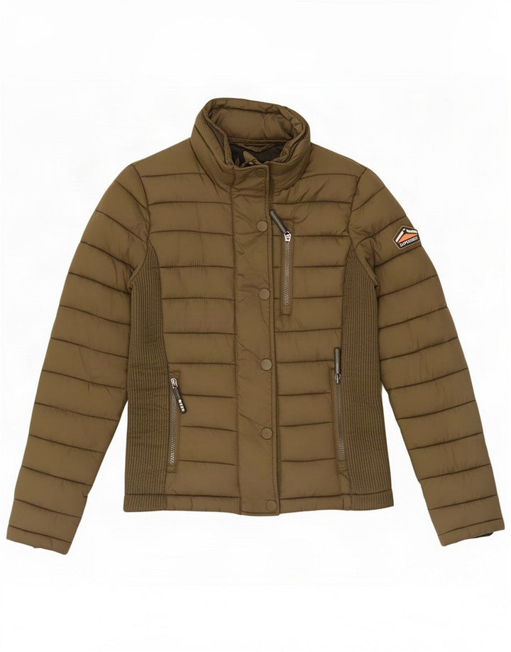 Superdry Jachetă căptușită pentru femei UK 10 Small Khaki Nylon