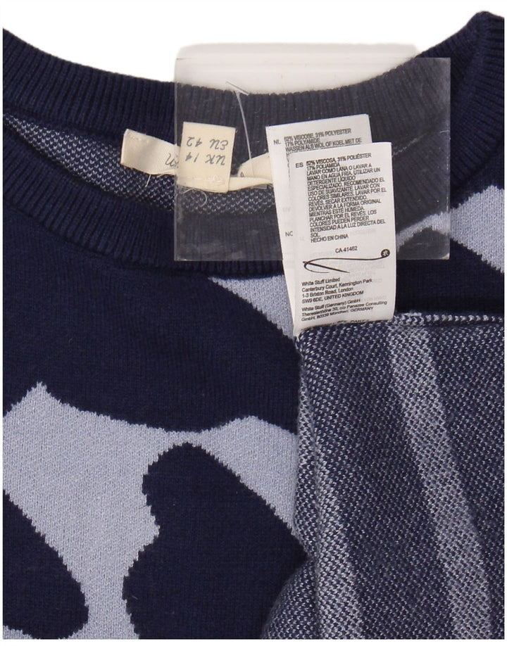 WHITE STUFF Pulover pentru femei cu decolteu rotund UK 14 mare bleumarin cu dungi