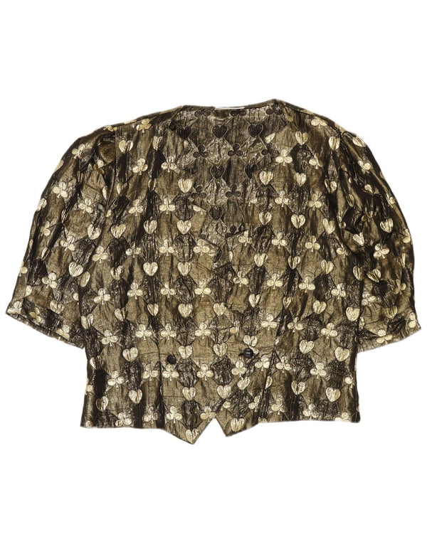 Bluză cămașă cu mânecă scurtă pentru femei Hermann Lange EU 38 Medium Aur Floral