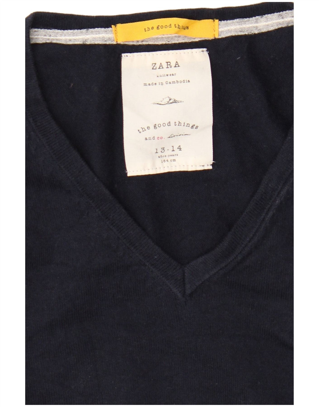 Pulover cu decolteu în V Zara pentru băieți 13-14 ani, bleumarin