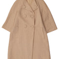 Palton pentru femei vintage cu mâneci 3/4 dublu piept UK 14 Medium Beige Check