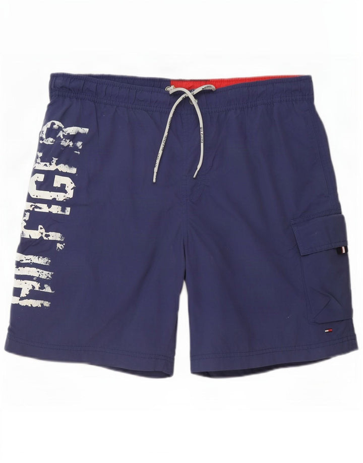 Pantaloni scurți de înot Tommy Hilfiger pentru bărbați, cu grafică cargo, albastru bleumarin mediu