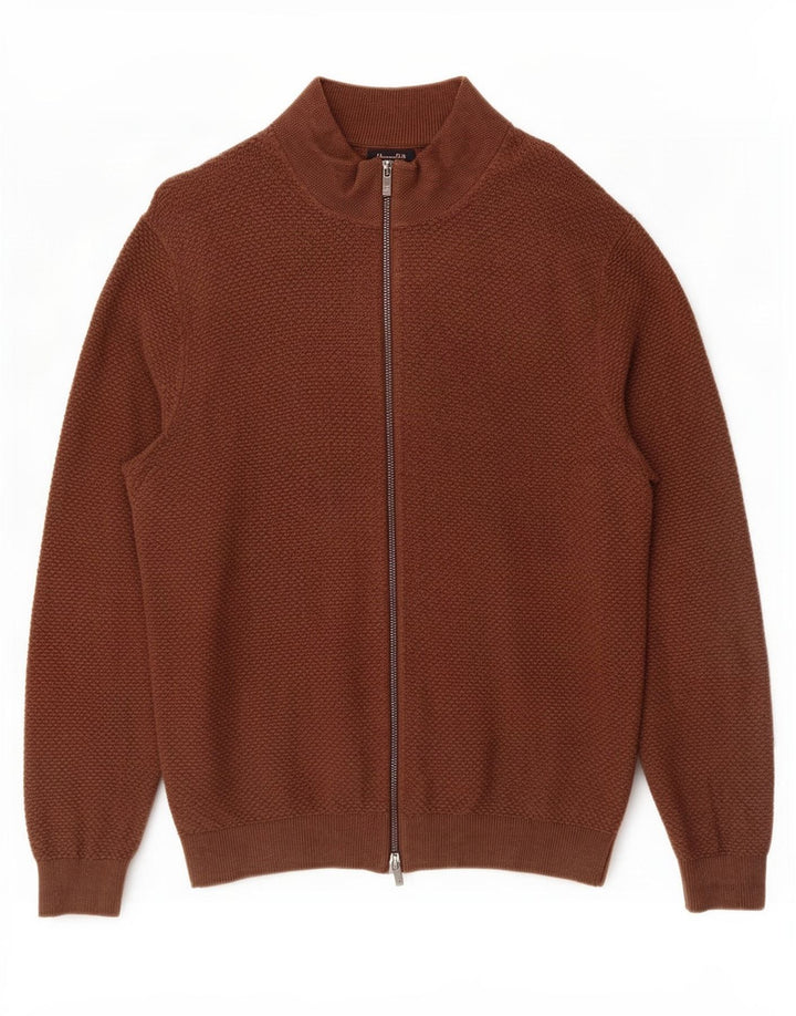 Pulover cardigan pentru bărbați Massimo Dutti, bumbac maro mare