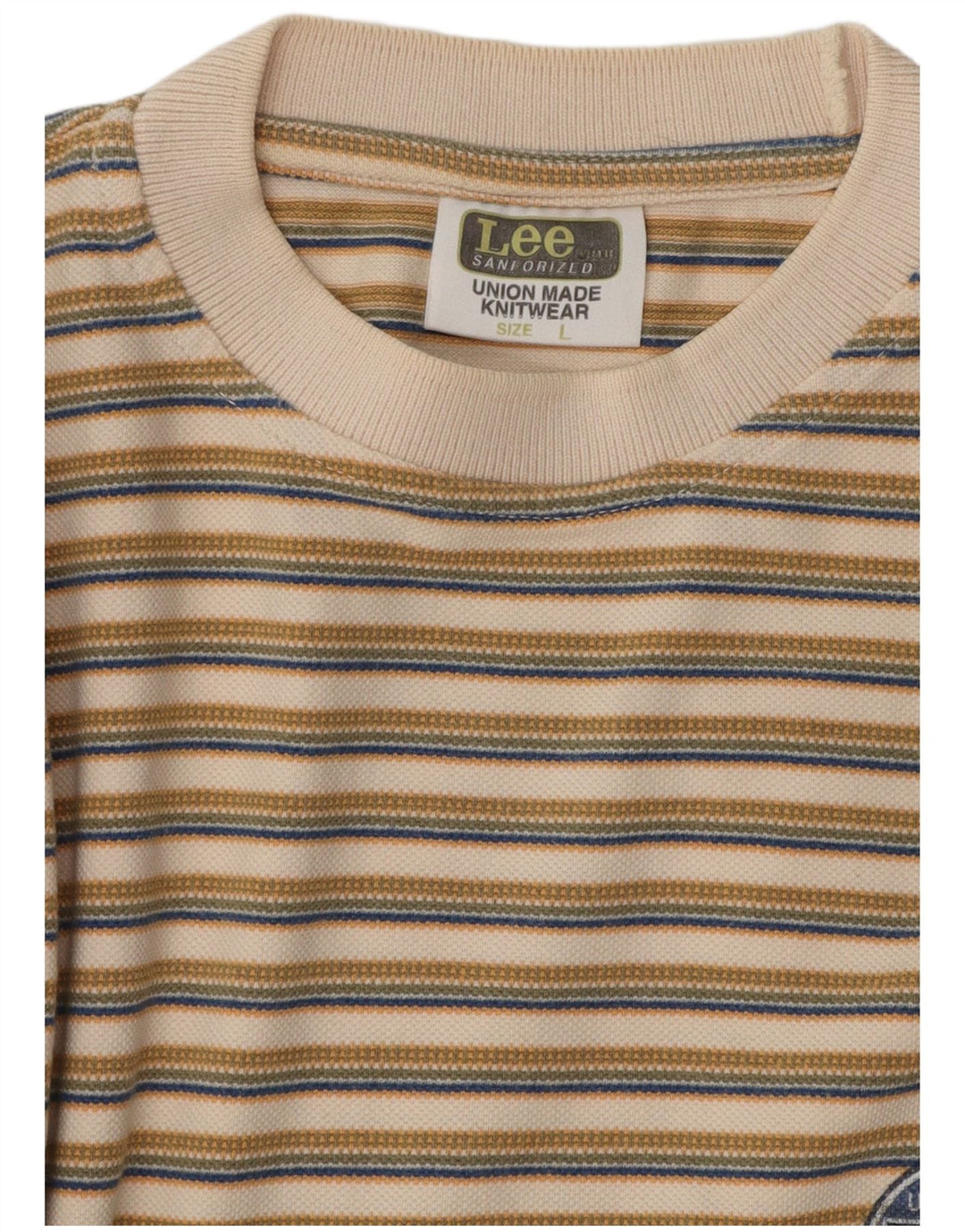 Tricou pentru bărbați Lee Top mare, bej, cu dungi din bumbac