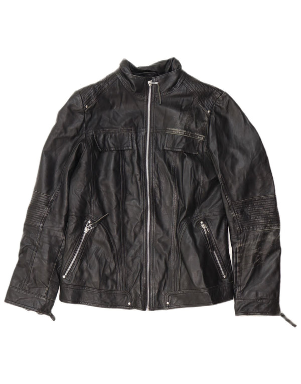 Geacă din piele pentru motociclist pentru femei Isaco & Kawa IT 44 Piele Neagră Medie