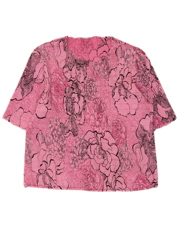 Bluză Vintage pentru femei UK 20 2XL Roz Floral