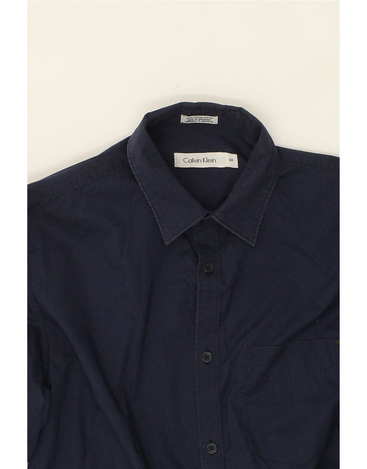 CALVIN KLEIN Mens Abstract Pattern Shirt Small Navy Blue Cotton Vintage Calvin Klein and Second-Hand Calvin Klein from Messina Hembry 