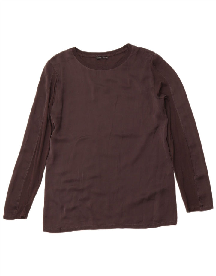 Top femei ZARA cu mânecă lungă UK 12 Medium Black Sintetic