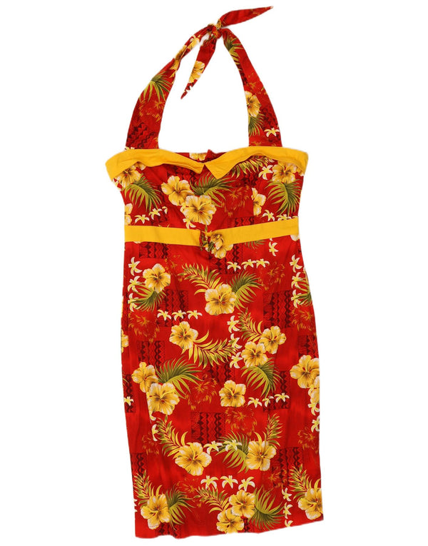 Rochie de damă Collectif Halter UK 14 Medium Red Floral Bumbac