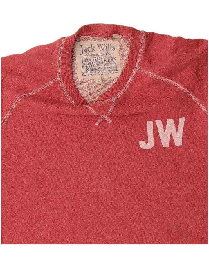 JACK WILLS Hanorac grafic pentru bărbați Pulover Bumbac Roșu Mediu