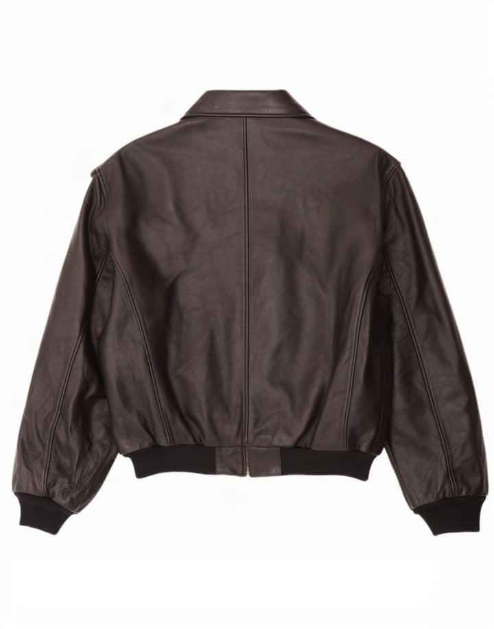 Jachetă de aviator din piele pentru bărbați Esercito IT 48 Medium Black