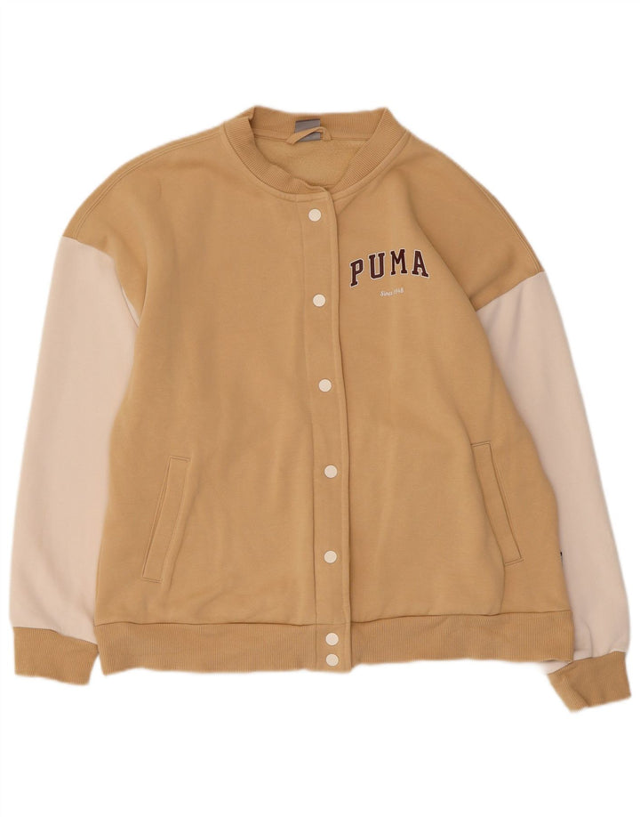 Jachetă de trening Puma pentru femei UK 14, bumbac color bloc de culoare, bej mediu