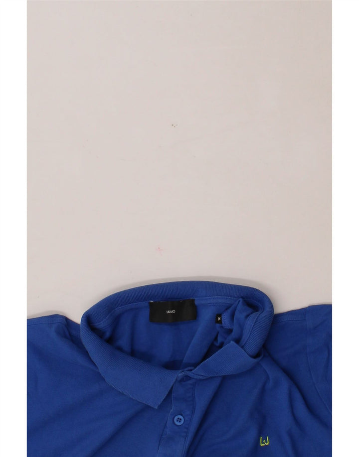 LIU JO Mens Graphic Polo Shirt XL Blue Cotton Vintage Liu Jo and Second-Hand Liu Jo from Messina Hembry 