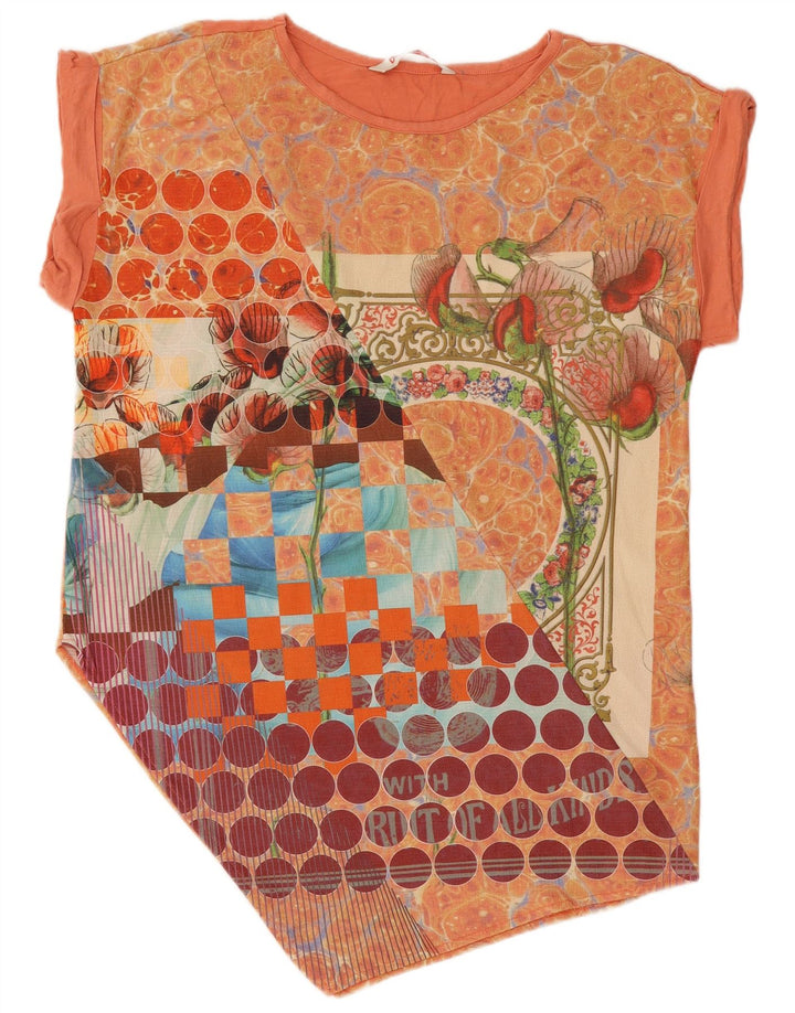 Top cu tunică asimetrică Desigual pentru femei, cu model abstract, UK 14 portocaliu mediu