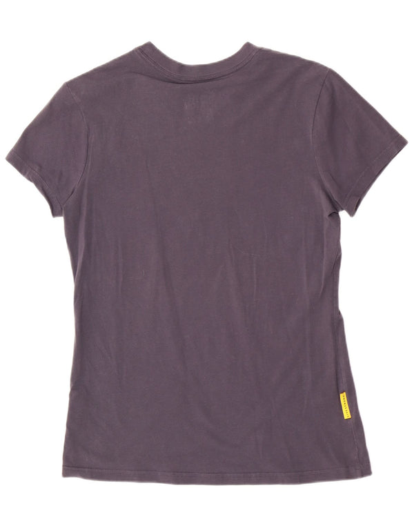 Nike Womens Dri Fit Graphic T-Shirt Top UK 14 Large Navy Blue Cotton