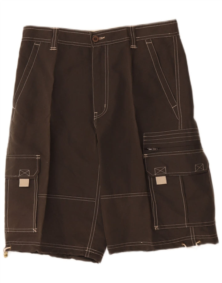 Pantaloni scurți cargo vintage pentru bărbați, medii W30, poliester negru