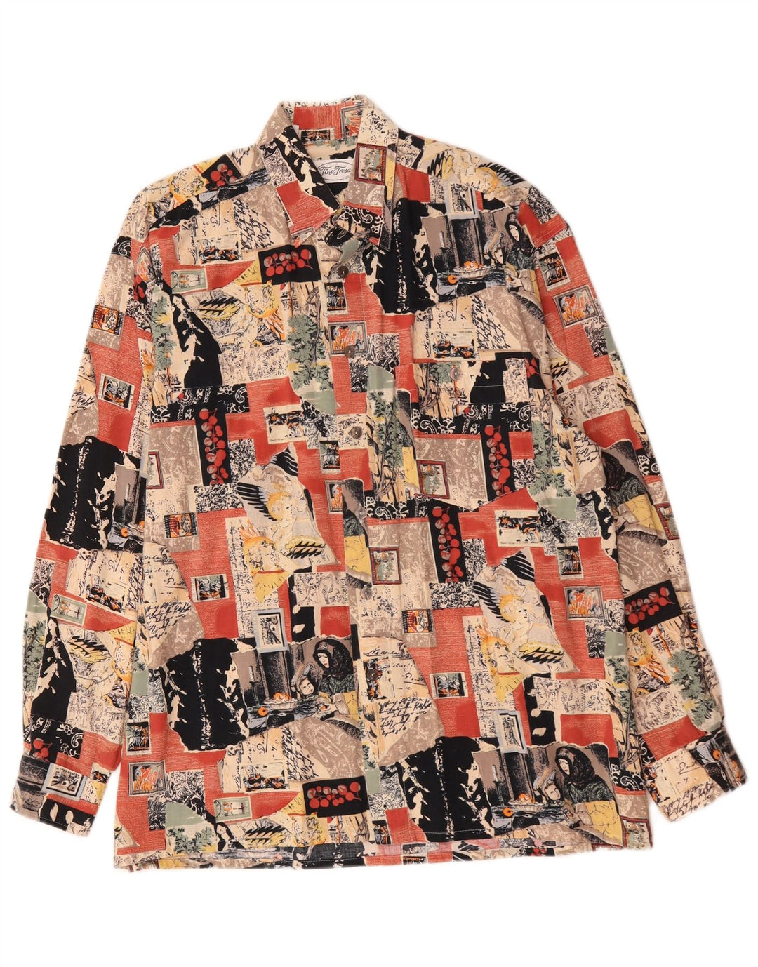 Cămașă Vintage pentru bărbați cu model abstract Mărimea 38/40 Viscoză medie multicoloră