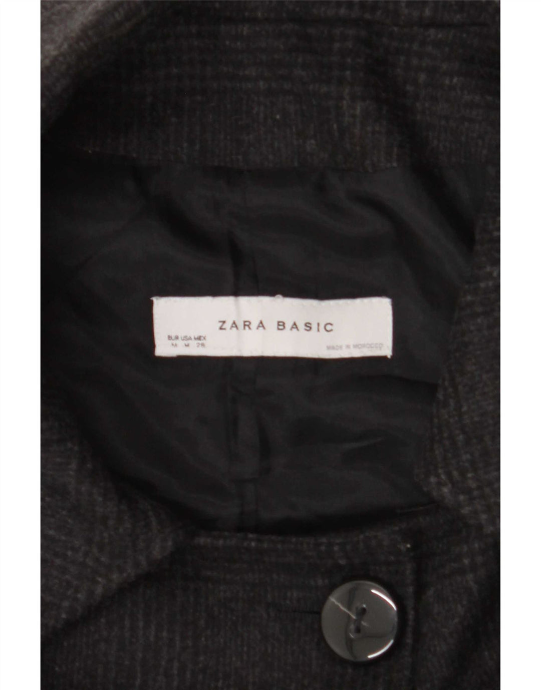 Sacou blazer pentru femei cu 3 nasturi Zara UK 14 Medium Black Check Wool
