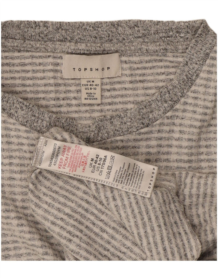 Topshop Crop Top pentru femei cu mânecă lungă UK 14 Medium Gri Poliester
