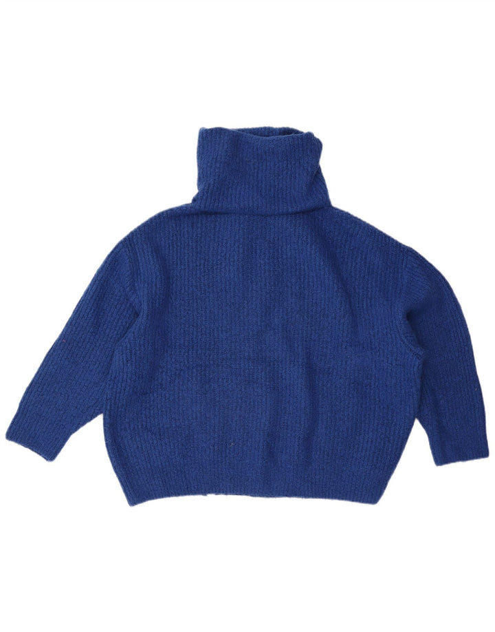 Pulover supradimensionat pentru femei Zara, cu gât rulat, UK 10 Mic, albastru acrilic