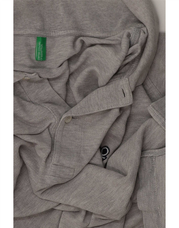 Cămașă polo Benetton pentru bărbați, gri mediu pete