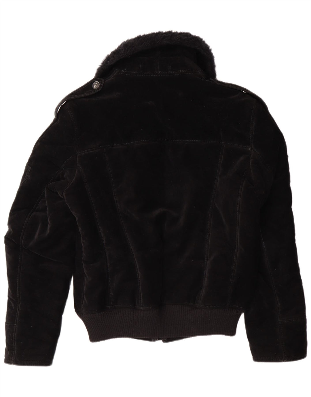 Jachetă Sherpa pentru femei VINTAGE UK 12 Medium Black Viscose