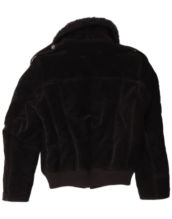 Jachetă Sherpa pentru femei VINTAGE UK 12 Medium Black Viscose