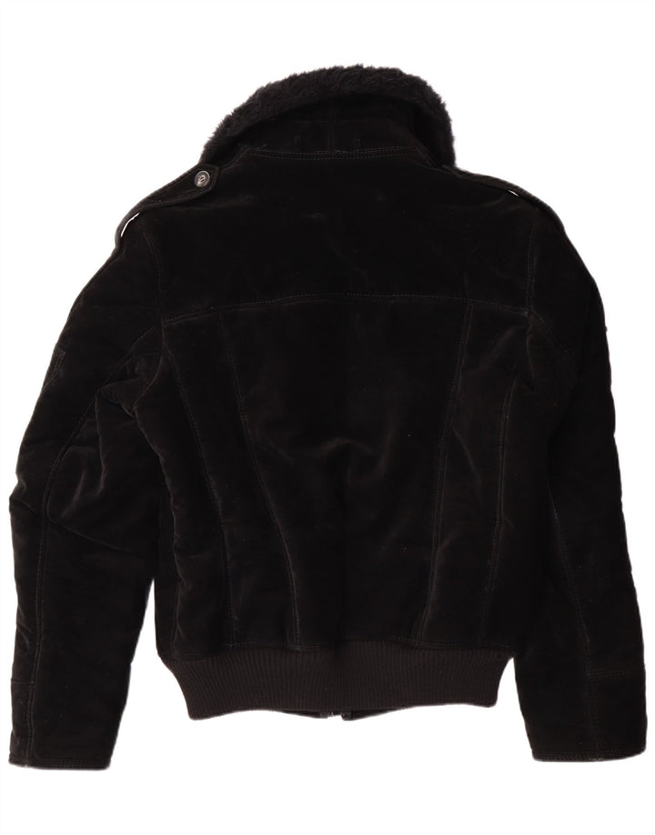 Jachetă Sherpa pentru femei VINTAGE UK 12 Medium Black Viscose