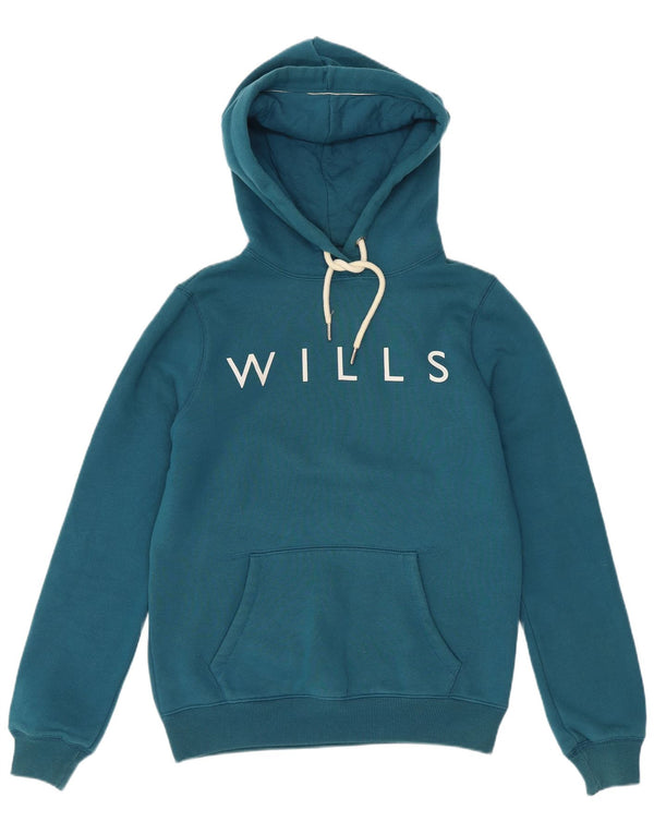 Jack Wills Pulover cu glugă cu grafic pentru femei UK 8 Small Blue Bumbac