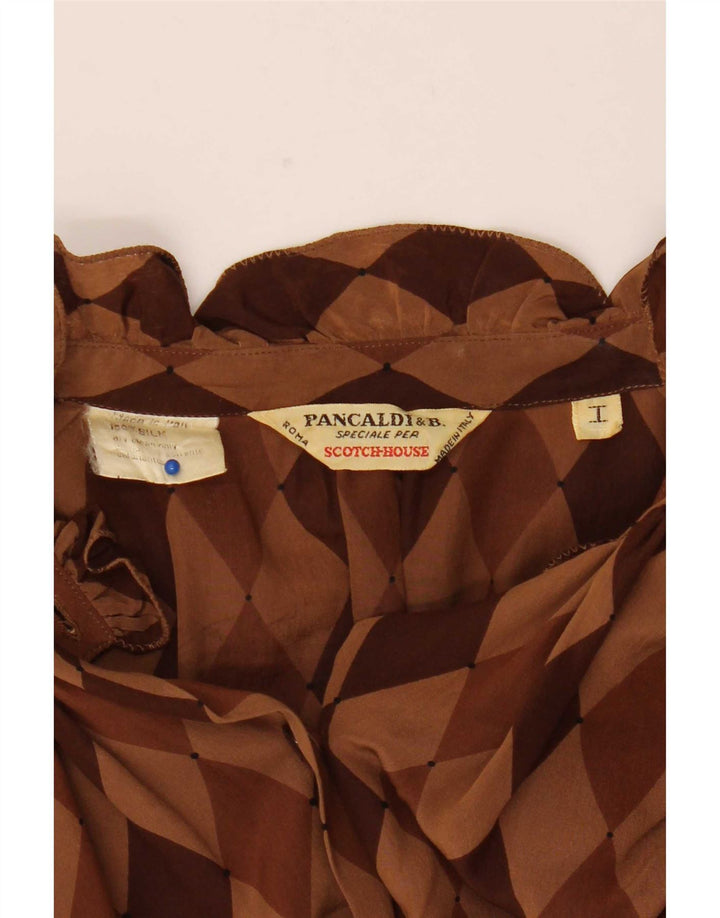 Bluză cămașă pentru femei Pancaldi & B UK 12 Maro Mediu Argyle/Diamond Silk