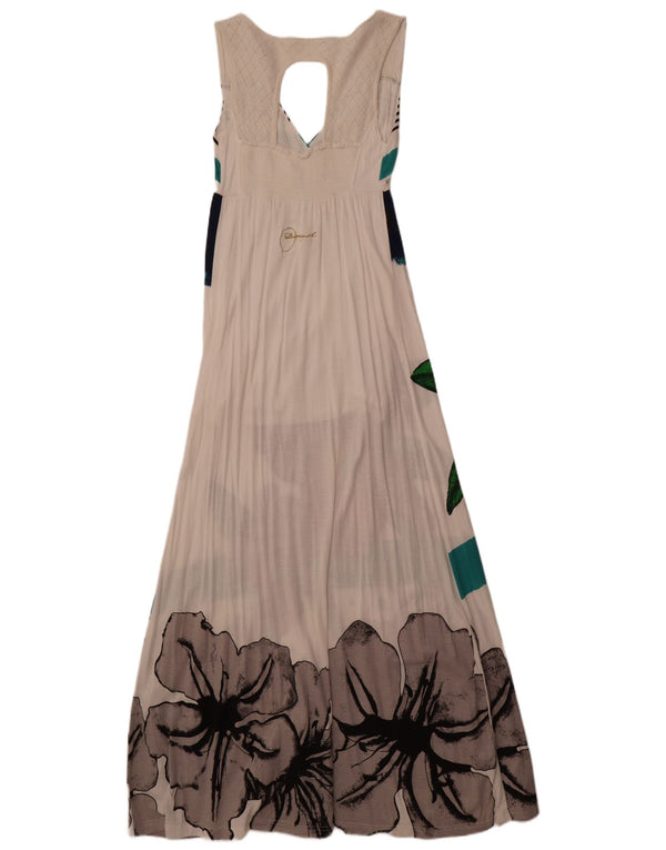 Rochie maxi fără mâneci pentru femei Desigual UK 8 Mic din viscoză florală albă