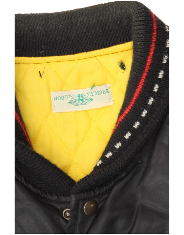 Jachetă bomber căptușită vintage pentru bărbați UK 40, mare, neagră, poliamidă