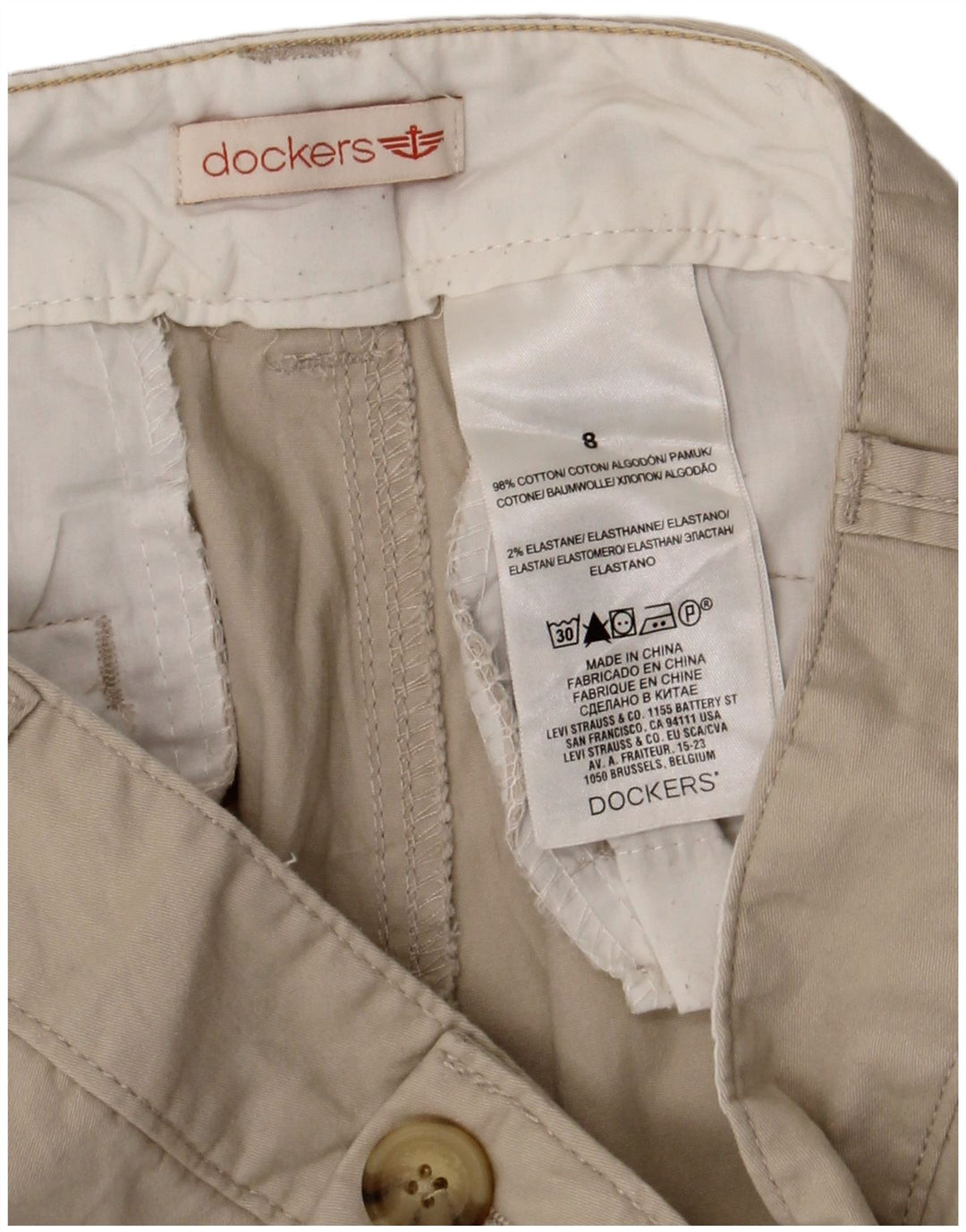 Pantaloni scurti chino Dockers pentru femei US 8 Medium W30 Bej Bumbac