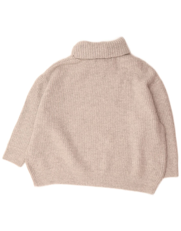 Pulover pentru femeie Zara cu mânecă 3/4 supradimensionată cu gât rulat, UK 10, gri mic