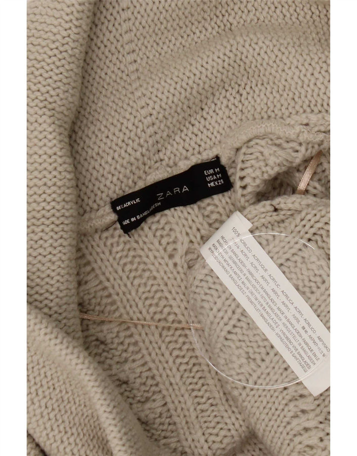 Pulover cardigan cu mânecă scurtă pentru femei Zara UK 14 Gri mediu Acrilic