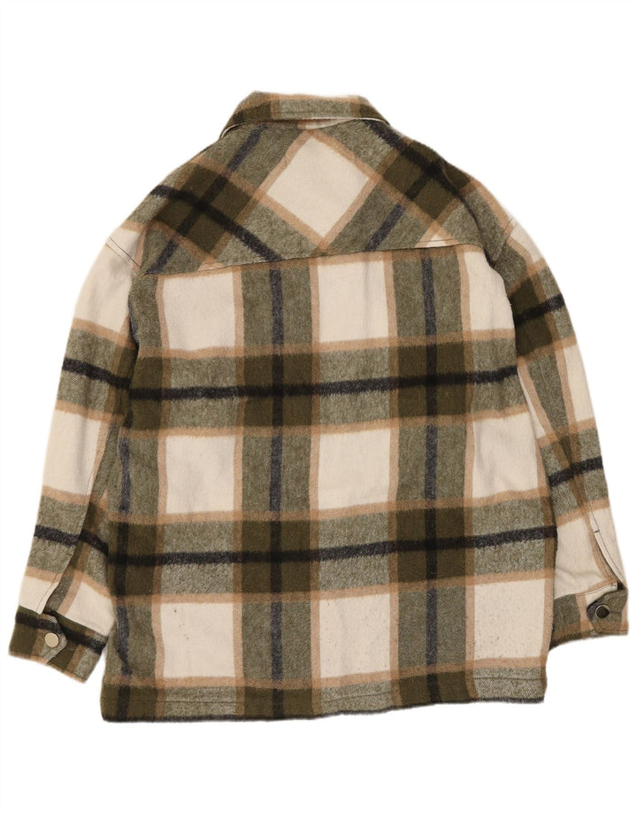 Jachetă oversized Shacket pentru femei Zara UK 6 XS Kaki Check