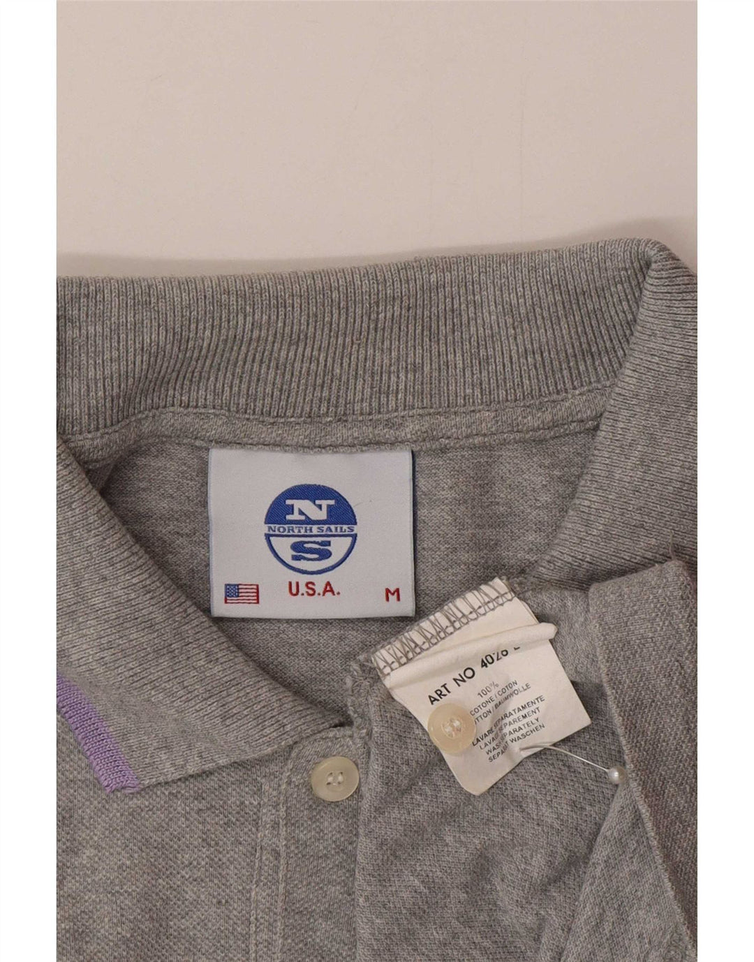 Tricou polo cu grafică North Sails pentru bărbați, bumbac color bloc, gri mediu