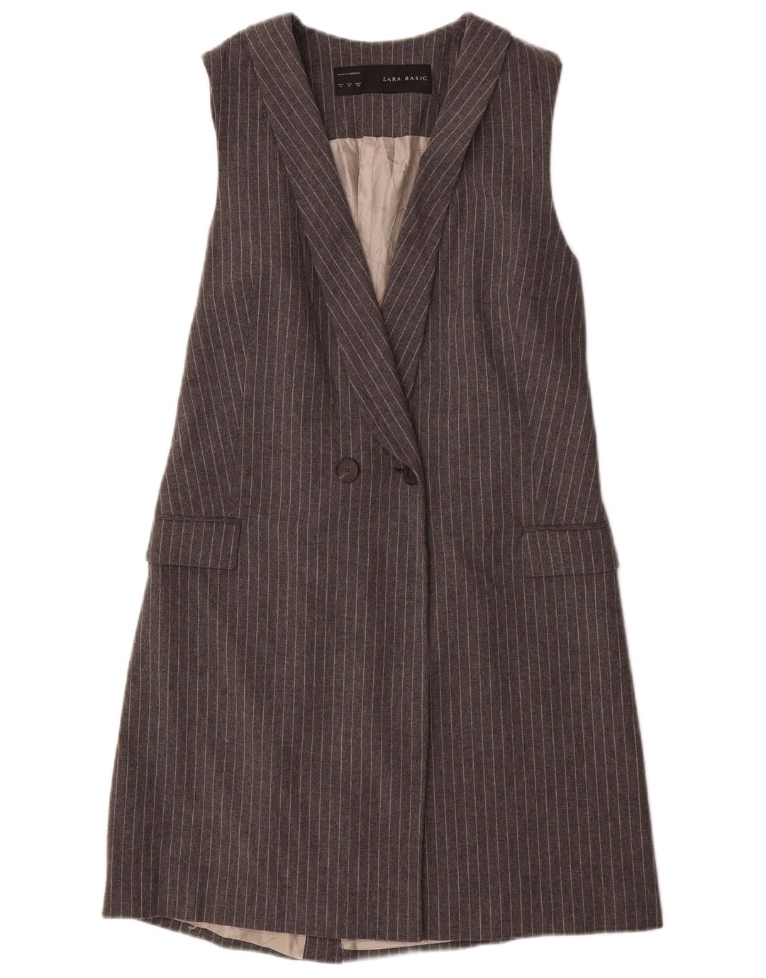 Jachetă blazer fără mâneci pentru femei Zara UK 12, gri mediu, cu dungi