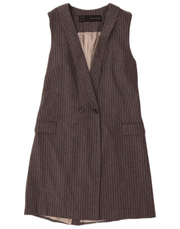 Jachetă blazer fără mâneci pentru femei Zara UK 12, gri mediu, cu dungi