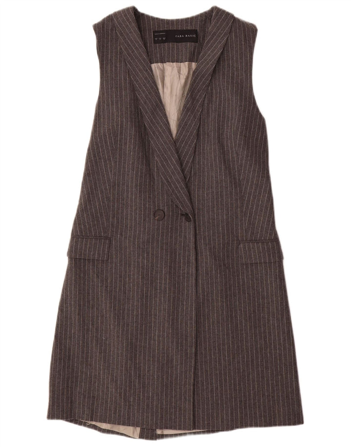 Jachetă blazer fără mâneci pentru femei Zara UK 12, gri mediu, cu dungi