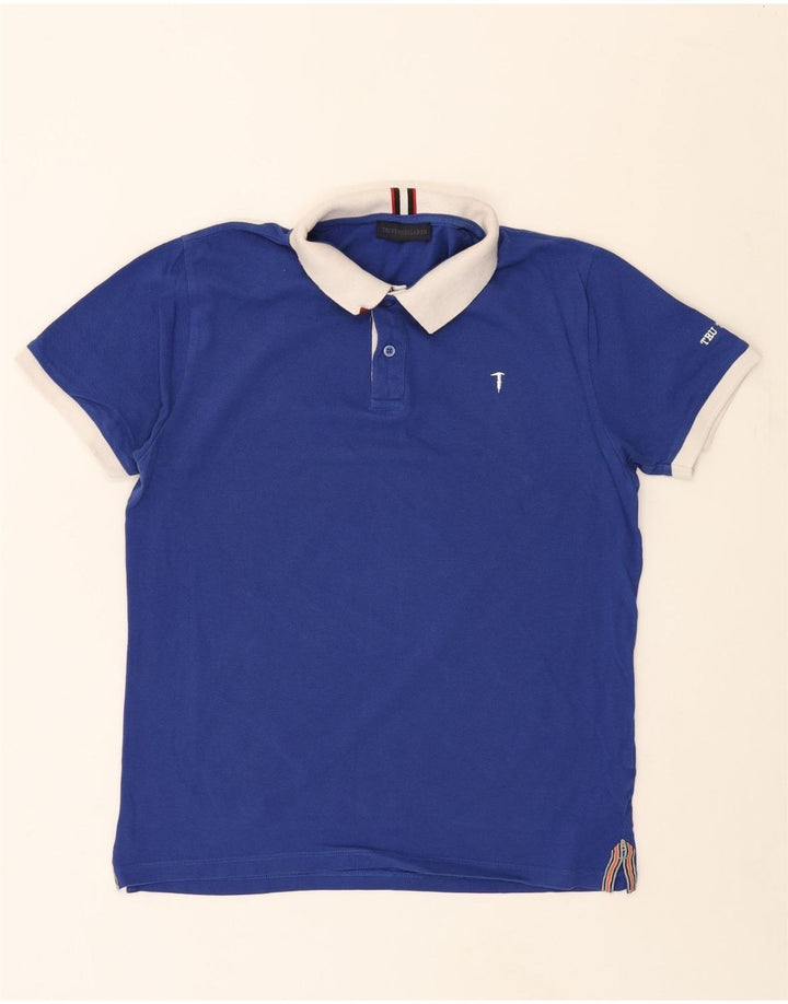TRUSSARDI Mens Polo Shirt XL Blue Vintage Trussardi and Second-Hand Trussardi from Messina Hembry 