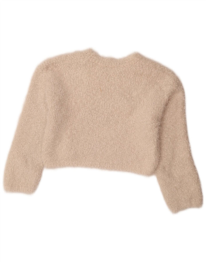 Pulover pentru femei Zara Crop Crew Gate UK 10 Poliester alb mic