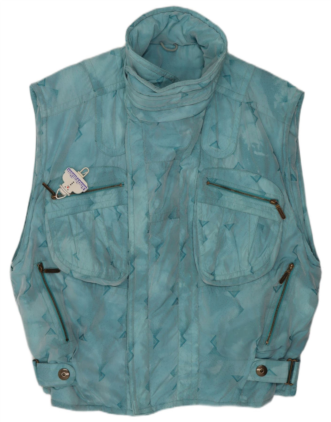 Emmegi Mens Utility Gilet UK 38 Medium Blue Geometric Poliamidă