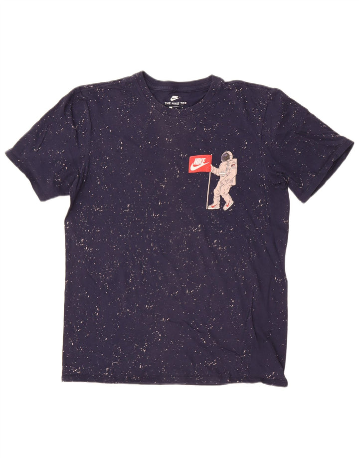 Tricou grafic Nike pentru bărbați, cu croială atletică, top mediu, albastru marin pete