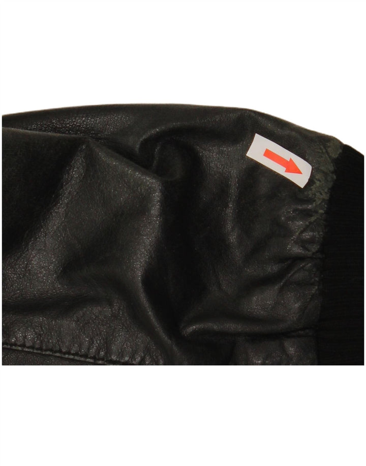 Jachetă de piele crop Sasch pentru femei UK 14 Medium Black