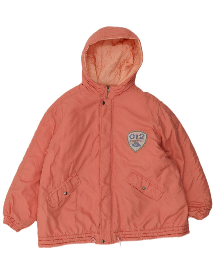 Jachetă căptușită cu glugă Benetton pentru femei UK 18 XL roz poliester