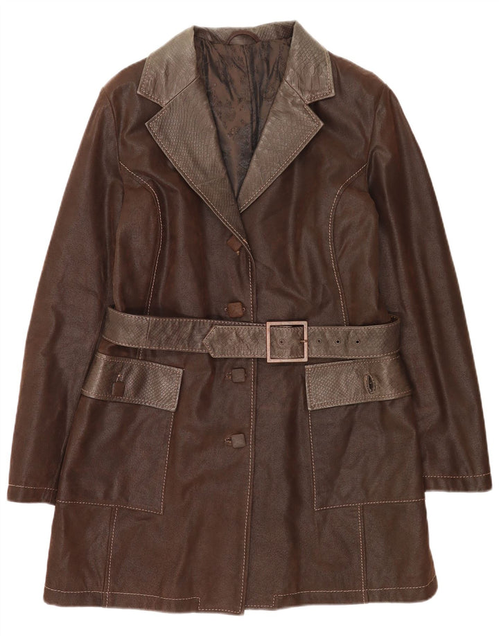 Palton din piele vintage pentru femei IT 50 XL maro clasic