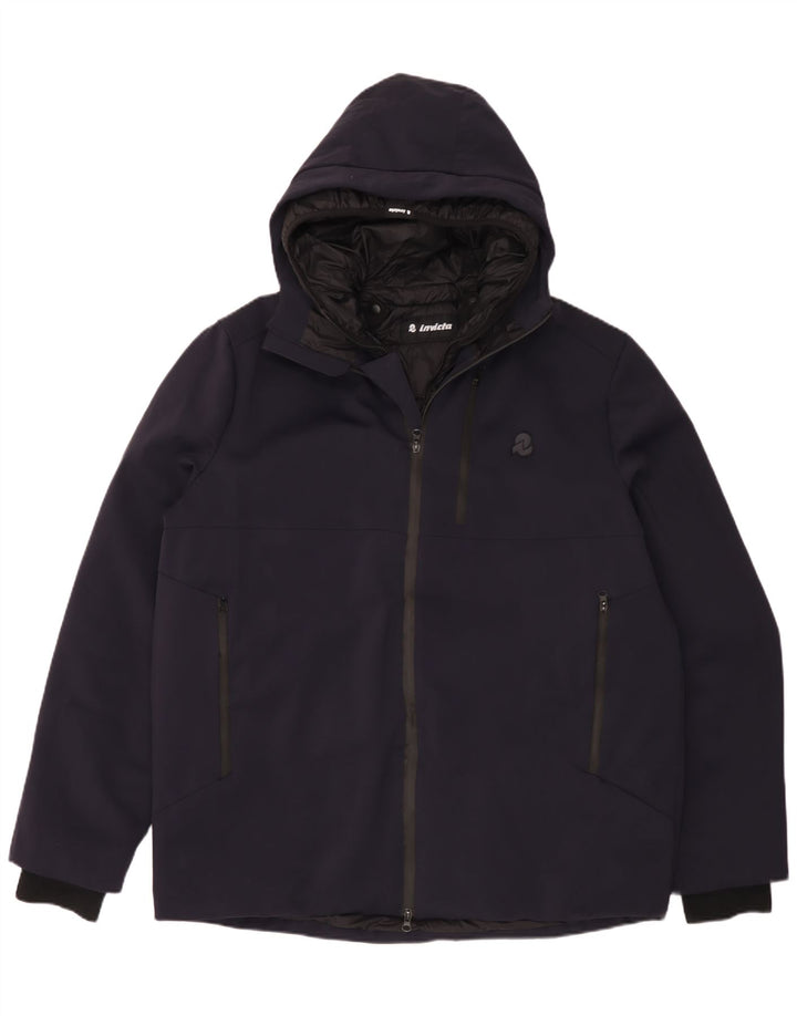 Jachetă de vânt cu glugă pentru bărbați Invicta UK 48 4XL bleumarin Poliamidă